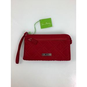 Vera Bradley Front Zip red multi compartment Wristlet NWT